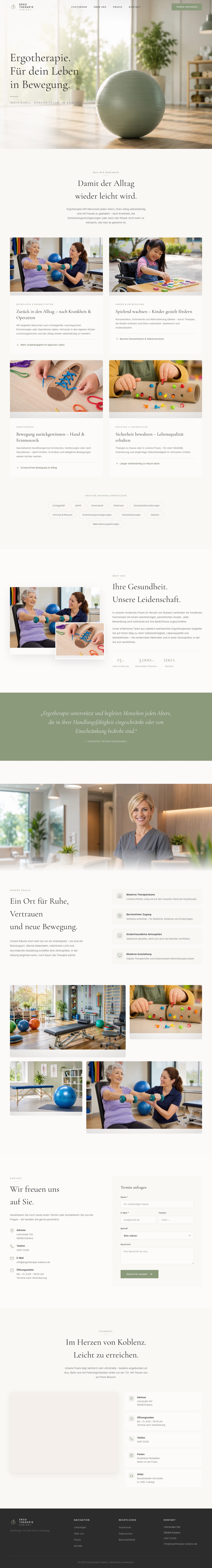 Desktop-Ansicht der Ergotherapie-Website