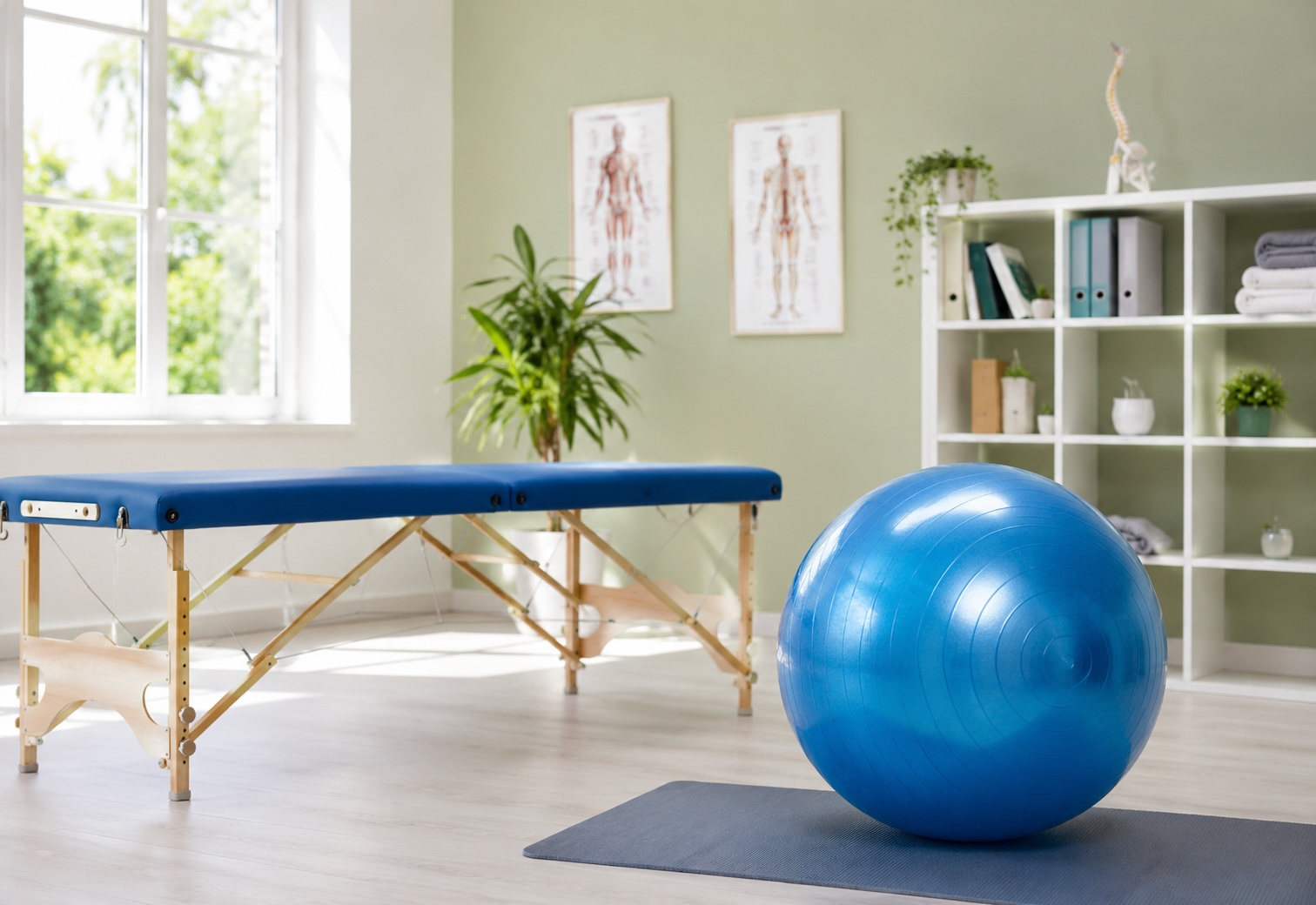 Heller Therapieraum mit moderner Ausstattung und natürlichem Licht